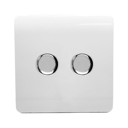 Rotary LED Dimmer Switch 2 Gang 2 Way 150W - White