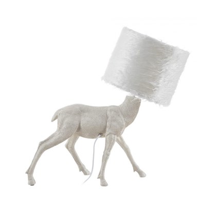 White Polyresin Animal Table Lamp