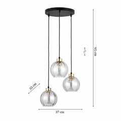 Transparent Round Pendant Lamp – Black & Gold