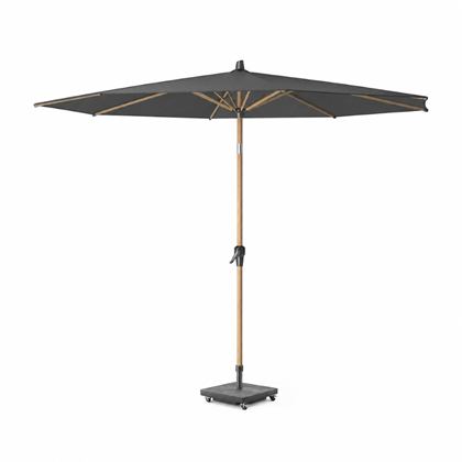 Parasol D300 cm – Anthracite Grey Fabric and Teak Look Frame
