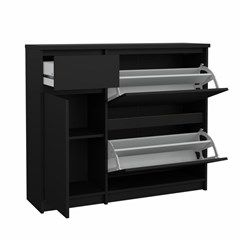Naia Shoe Cabinet 2 Flap Doors Matt Black