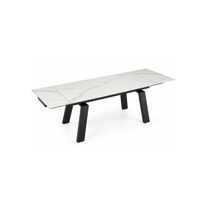Extendable Dining Table - White Marble Ceramic Top 160 x (40 +40) x 90 x76 cm
