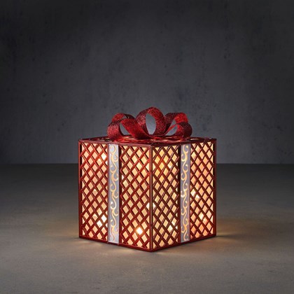 Gift Box Red Warm White 24 LED Battery Operated