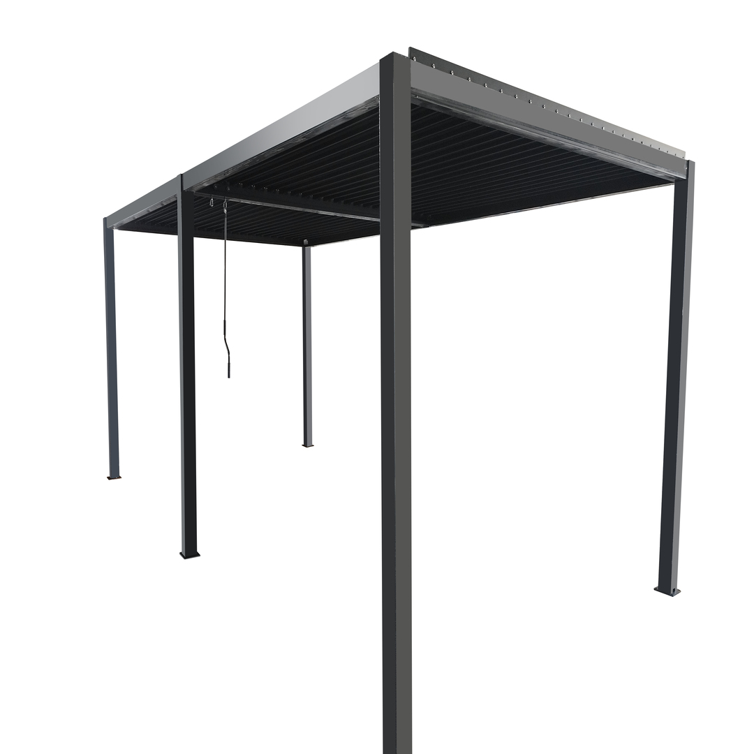 Aluminium Pergola 3X6 with Sling Curtain - Dark Grey