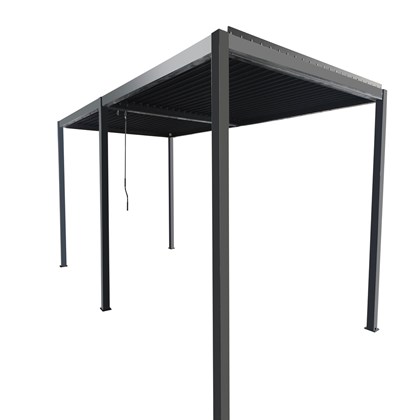Aluminium Pergola 3X6 with Sling Curtain - Dark Grey