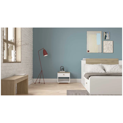 White & Oak Storage Bed Frame – 140x200cm