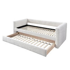 Bed with Pull-Out Lower Mattress – Cream