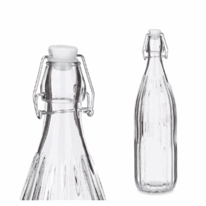 Glass bottle 1l vertical stripes
