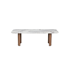 Coffee Table 130x70x40 cm - Ceramic Marble Top with Walnut Base