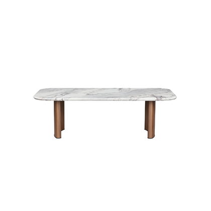 Coffee Table 130x70x40 cm - Ceramic Marble Top with Walnut Base