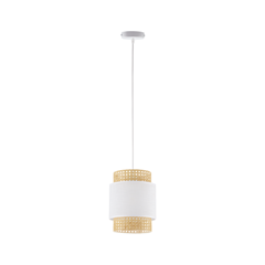 Boho White Pendant Lamp – White & Straw