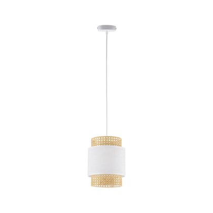 Boho White Pendant Lamp – White & Straw