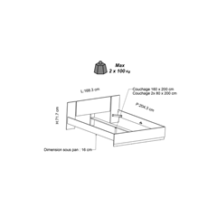 Bed 160x200 cm - Matt White/Kronberg Oak