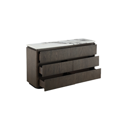 6 Drawer Chest - Ceramic Marble Effect Top with Dark Brown Oak MDF