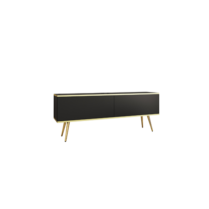 TV Unit with Gold Legs – Black