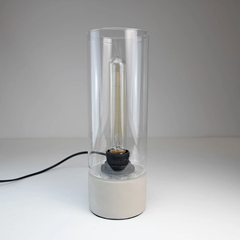 Glass Shade Concrete Cylinder E27 Industrial Table Lamp