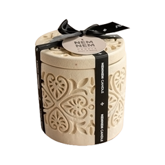 Heart Large Cylinder Candle Jar - Beige Mixed Berries
