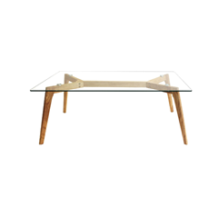 Glass Rectangular Coffee Table – Transparent/Beige