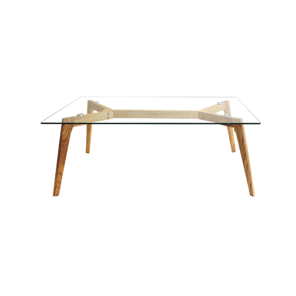 Glass Rectangular Coffee Table – Transparent/Beige
