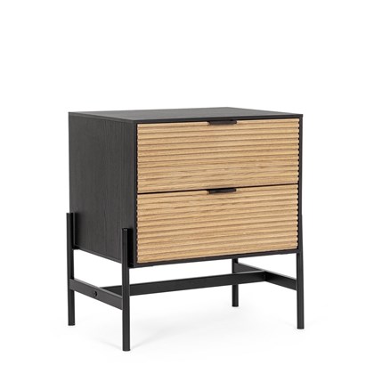 Bedside Table Allycia 2 Drawers - Black-Natural