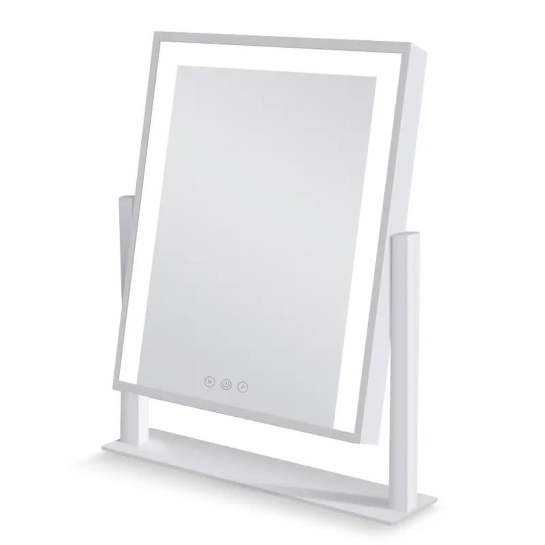 LED Makeup Mirror with Rotatable Base in White