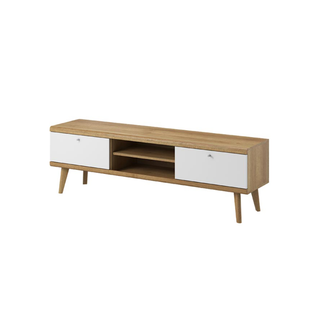 TV Unit 160 – Riviera Oak & White