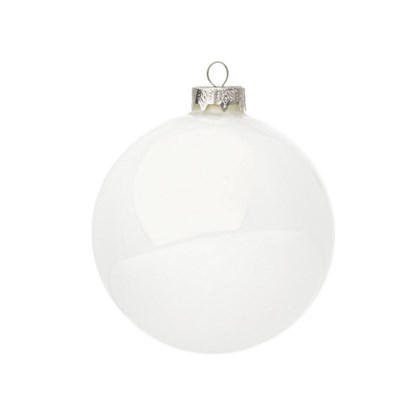 Shiny White Glass Ball 8cm