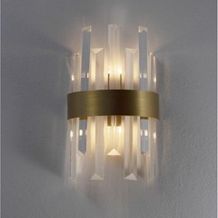 Wall Lamp Crown Satin Gold with Metal Clear Crystal