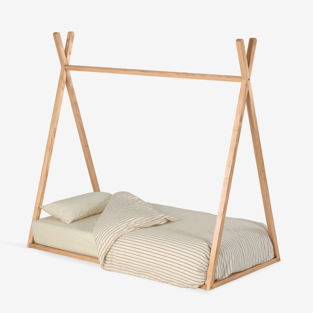 Solid Ash Tipi Bed 70 x 140 cm