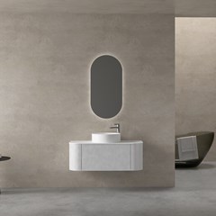 Bathroom Vanity Unit Matt White 100x36cm - Round Ceramic Basin