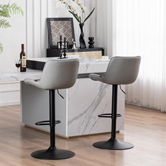 Grey Barstool – Matt Black Base