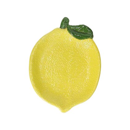 Small Plate Cm 21x16 Lemon Garden Stoneware Yellow