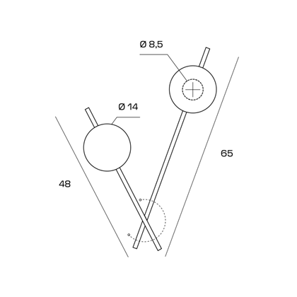 Wall or ceiling lamp with 2 Lights