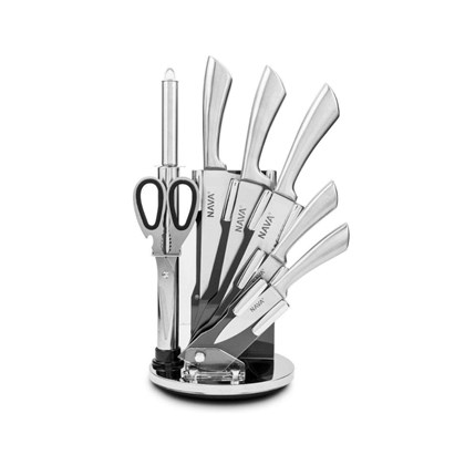 Knife Set 8pc Acrylic Stand Stainless Steel