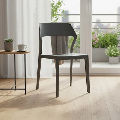 Dark Grey Resin Dining Chair