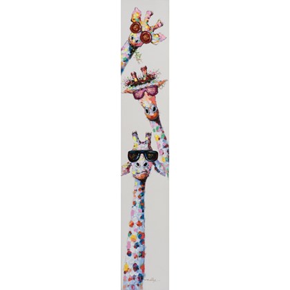 Acryl Painting 3 Slim Funny Giraffes 25x150 cm