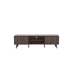 TV Unit - White Marble Ceramic Top with Black Walnut Frame