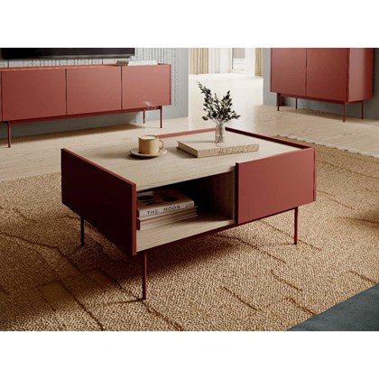 Coffee Table – Ceramic Red & Linea Oak