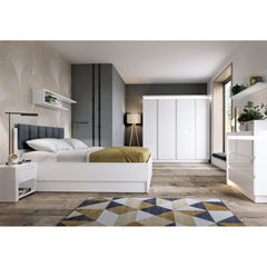 Bed 160 with Lift – White Alpin & High Gloss