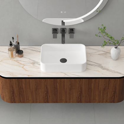 Bathroom Vanity Unit Dark Walnut 120cm - Sintered Top and Basin