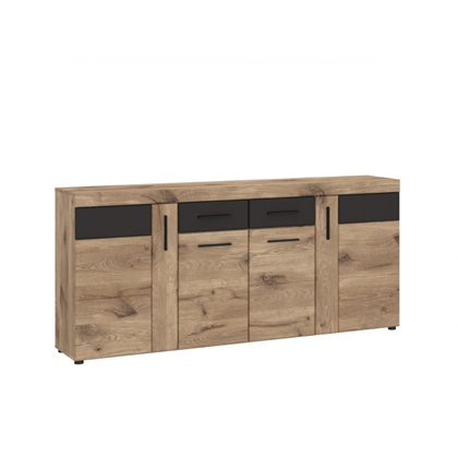 Sideboard 4 Doors 2 Shelves – Viking Oak & Grey Cosmos