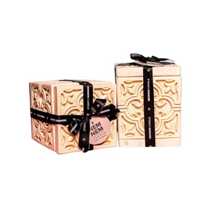 Small Cube Jar Maltese Tile Beige - Mango and Orchid