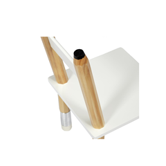 Set Pencil Table + 2 Chairs – White & Wood/Silver