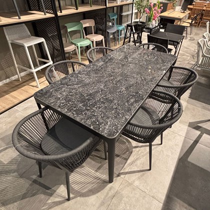 Dining Table Set of 7 - Gray & Black