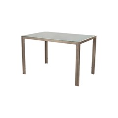 Dining Table – Tempered Glass & Beige Metal