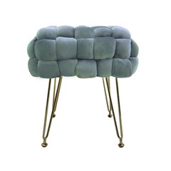 Ottoman Pouf in Velvet Grey and Gold