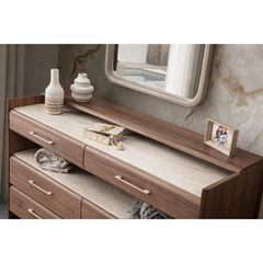 Dresser Table – Walnut/Travertene