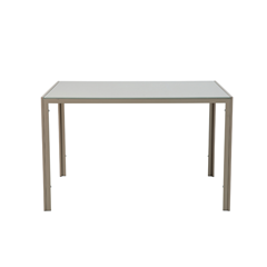Dining Table – Tempered Glass & Beige Metal