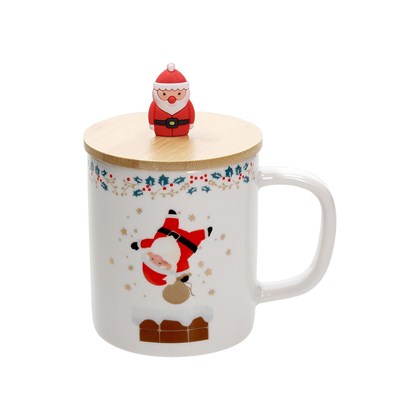 Mug 400ml With Bamboo Lid Santa