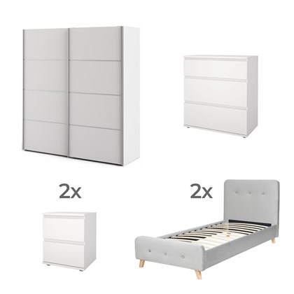 Verona Bedroom Set1 90*2 - White & Light Grey